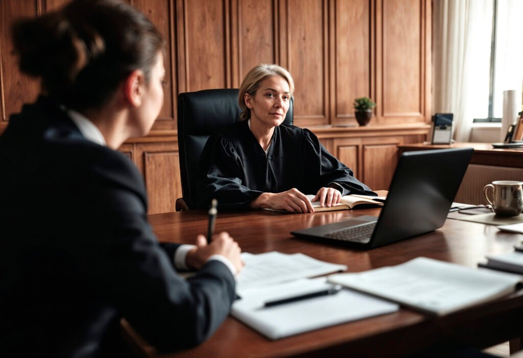 Peritos judiciales presentando informes ante tribunales